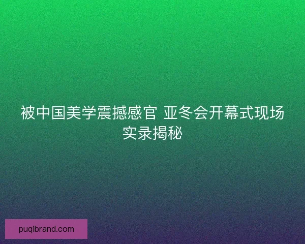 被中国美学震撼感官 亚冬会开幕式现场实录揭秘